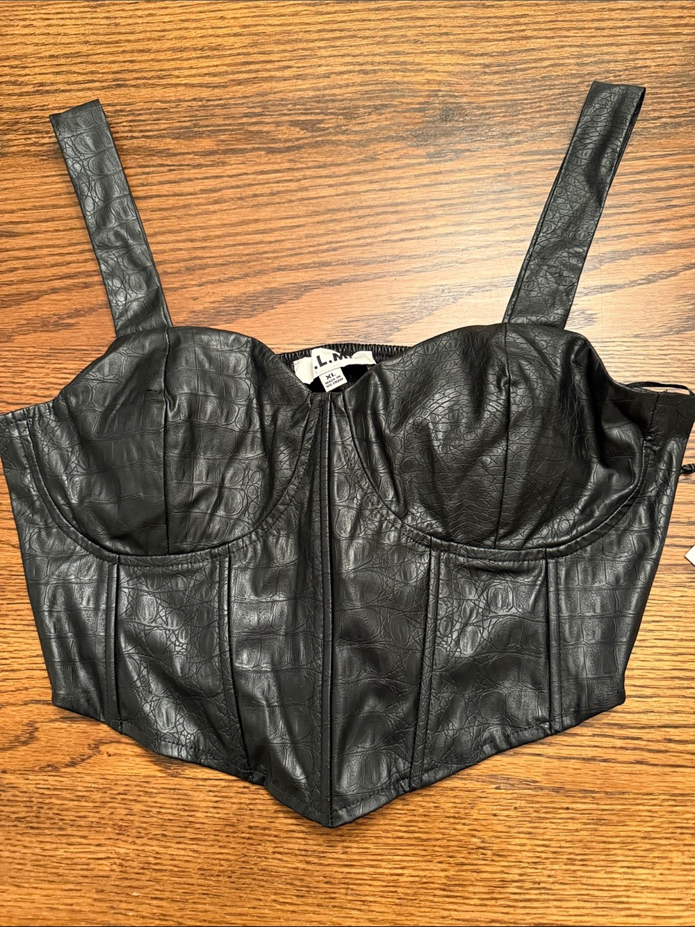 NWT Corset Bustier Top sexy whimsygoth XL Y2K faux leather croc OLM